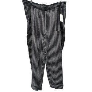 Time And Tru Linen Pants Womens XXXL 22 Black White Striped Wide Leg Relaxed Fit